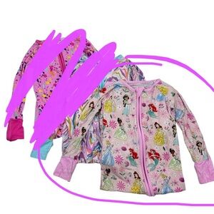 Little sleepies Disney Princess Long Sleeve Pajama oncie - Pink and Purple